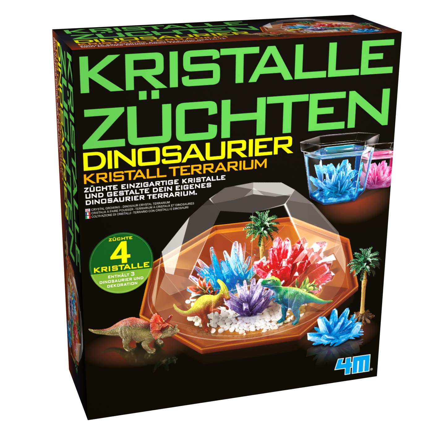 HCM Kinzel 68678 Experimentierkasten Kristalle züchten Dinosaurier Terrarium Kristallzüchtung, Mehrfarbig, 27 x 23,5 x 8cm