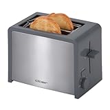 Cloer Toaster, 825 W, für 2 Toastscheiben, integrierter Brötchenaufsatz, Nachhebevorrichtung, Krümelschublade, wärmeisoliert, Edelstahl, Dunkelgrau