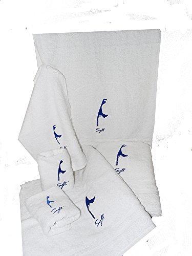 osters muschel-sammler-shop Hochwertige - Flauschige und saugfähige Baumwoll-Handtücher in Weiss mit Blauer Sylt Stickerei - Exclusiv (Handtuch 50x100)