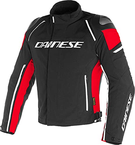 Dainese Motorradschutzjacke, Motorradjacke Racing 3 D-Dry Textiljacke schwarz/weiß 54, Herren, Sportler, Ganzjährig