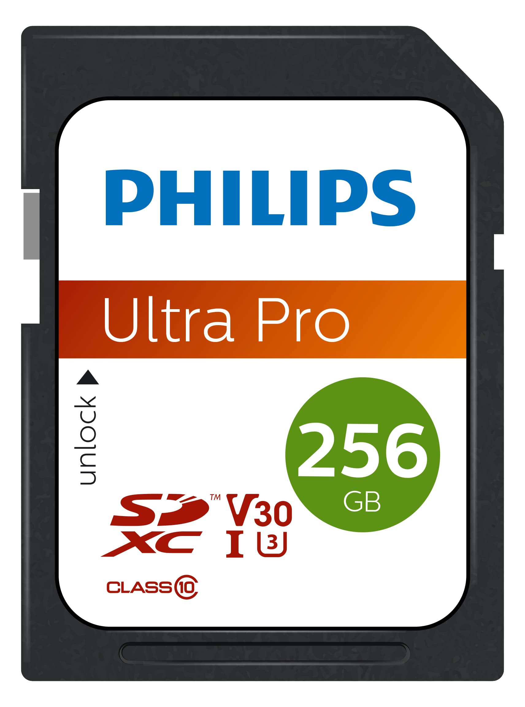 Philips Ultra Pro SDXC Card 256 GB UHS-I U3, Lesegeschwindigkeit bis zu 100 MB/s, V30, Speicherkarte für Kameras, Tablet, PC, Card Reader, 4K UHD Video