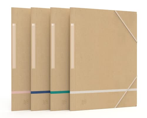 OXFORD Touareg Mappen, 3 Klappen, mit Gummizug, A4, recycelte Karten, verschiedene Farben, 20 Stück