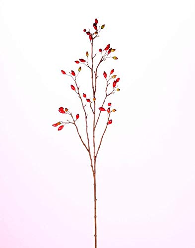 artplants.de Deko Zweig Heckenrose Edith, 41 Früchte, rot, 110cm - Kunstblumen