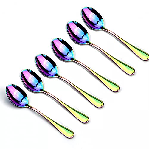 YUANCHENG 4 6 8 10 stücke Edelstahl Regenbogen Farbe Teelöffel Western Style Geschirr Set EIS Kinder Kaffeelöffel Suppe Geschirr Set