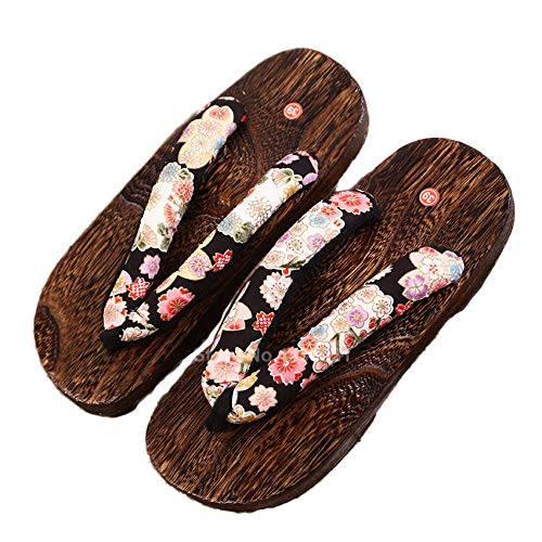 SlimpleStudio Japanische hölzerne Hölzerne Anime Cosplay Schuhe Männer Frauen Traditionelle Samurai Japanische Geta Clogs Holz Flip Flops-color12_42 Unisex Geta Sandalen. (Color : Color9, Size : 39)