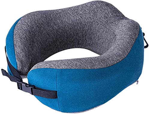 XANAYXWJ Reisekomfortkissen, Verbessertes Nackenkissen aus Memory-Schaum für Flugreisen, entspannende Kopfstütze für Flüge, tragbares Reisezubehör (blau)