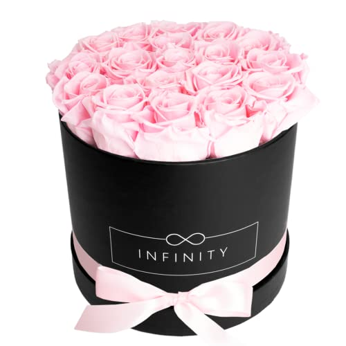 Infinity Flowerbox Large (Schwarz) - 18 echte Premiumrosen in Bridal Pink