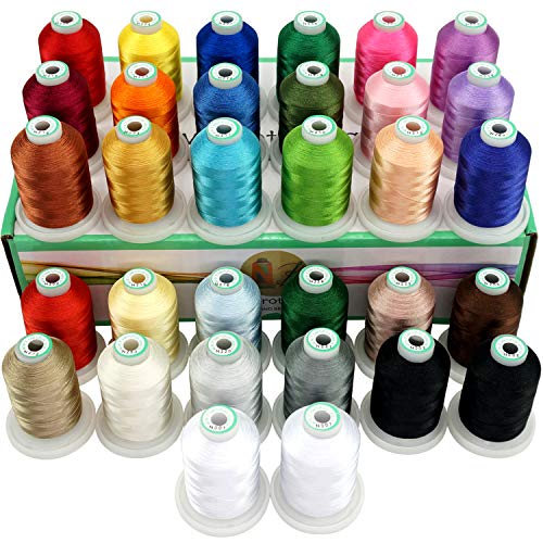 New brothread 32 Spulen Polyester Maschinen Stickgarn 1000M Jeder Spule - Farben ähnlich wie Janome und RA Farben - Sortiment 1