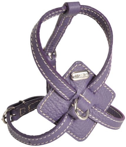 PetEGO La CINOPELCA Hundehalsband verstellbar Geschirr Färsenleder, violett, Medium