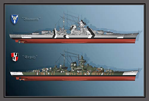 Ontrada Blechschild 30x40cm gewölbt Schlachtschiffe Bismarck Tirpitz Deutshland Schild