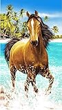 Gocher Große Badetücher und Strandtücher Pferdedelfin, Mikrofaser, 100180 cm, Badetuch, Badezimmer, Hotel, großes Handtuch für Erwachsene Pferd