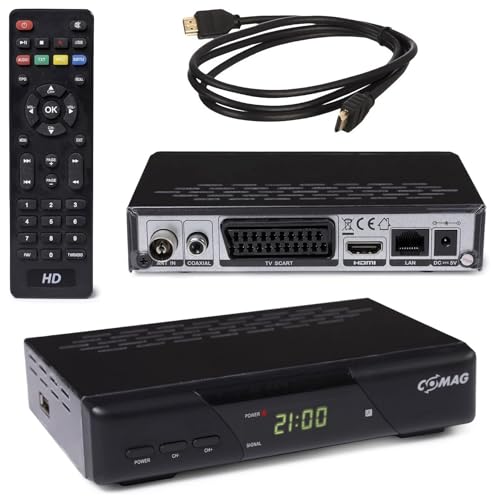 COMAG SL30T2 FullHD HEVC DVBT/T2 Receiver (H.265, HDTV, HDMI, SCART, Mediaplayer, PVR Ready, USB 2.0) inkl. HDMI-Kabel, schwarz