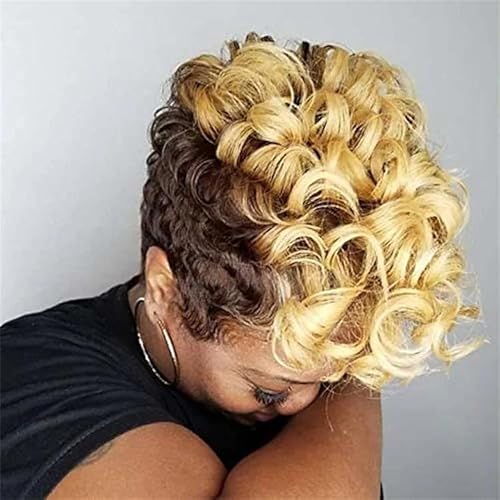 Kurze Perücke, kurze, flauschige Haare und lockige Haarperücken für Frauen, die sich wie Echthaar anfühlen, synthetisches Haar für den täglichen Gebrauch(10 Inch)
