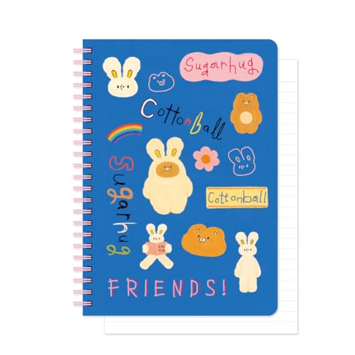 Monolike Unmatched Friends A5 Line Spiral Notebook Series.2, Blue - Hardcover 5.83 x 8.27inch 128 Page