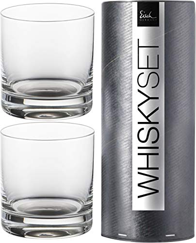 Set 2 Whisky Tumbler 400ml/H.95mm -in Geschenkröhre- 500/14 platin GENTLEMAN Eisch Glas
