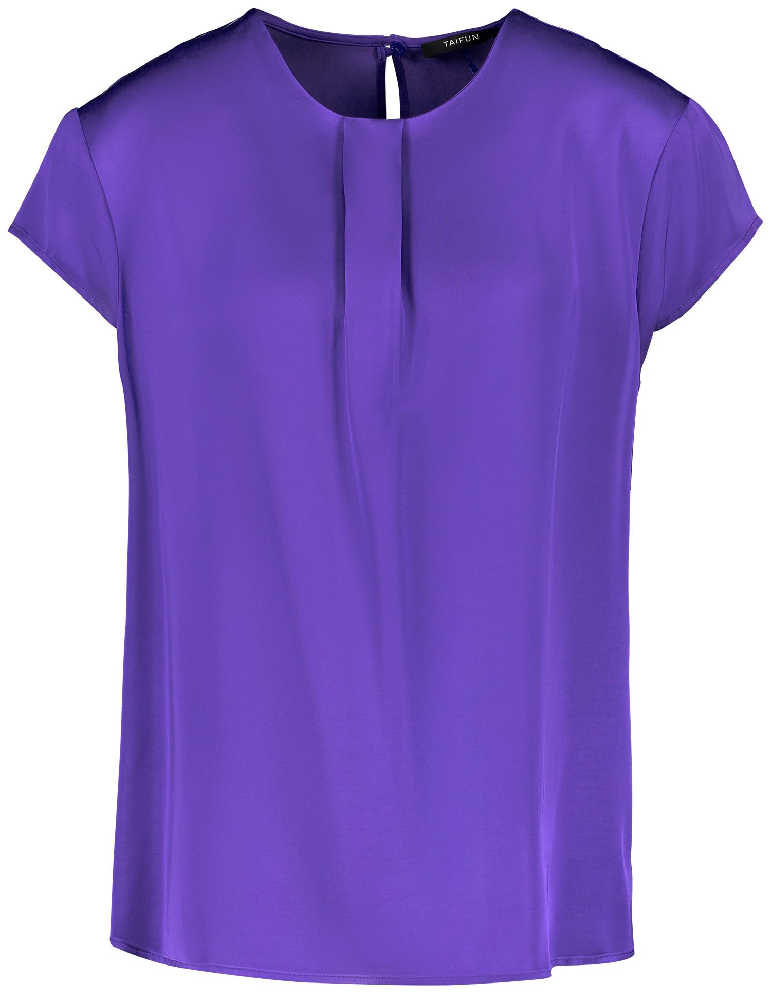 Taifun Damen Feines Blusenshirt mit kurzem Arm Kurzarm unifarben Purple Ink 44