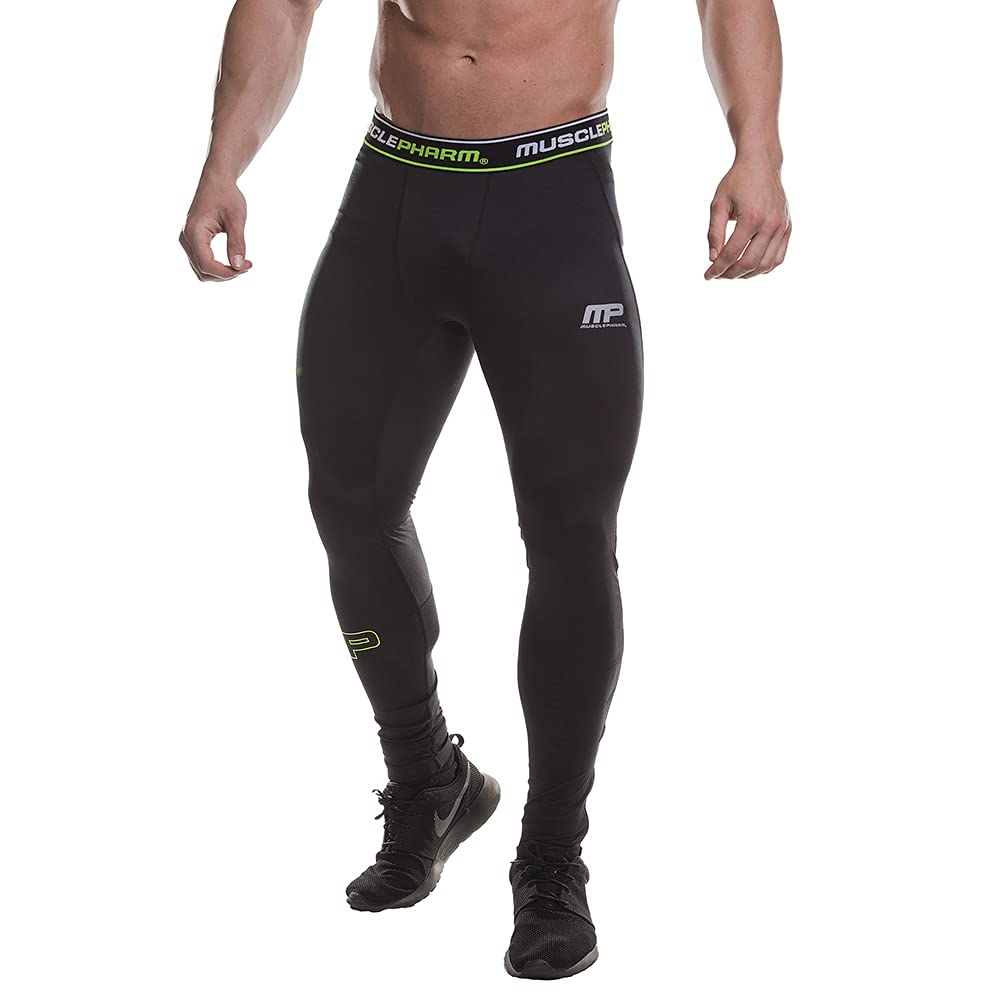 MusclePharm Herren Performance Compression Pant with mesh Trim Jog, Black, 2XL