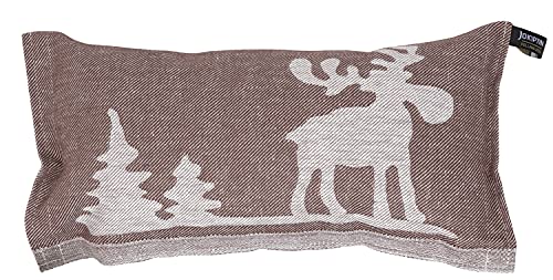JOKIPIIN | 1 Saunakissen und Reisekissen ELCH, 40 x 22 cm, Leinen/Baumwolle, Made in Finland (braun/weiß)