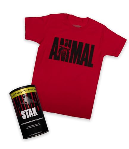 Universal Nutrition ANIMAL Stak, Hormon-Booster mit Tribulus Terrestris, Maca & Aminosäuren für Muskelaufbau, unterstützt Gewichtszunahme beim Kraftsport, 21 Portionen + T-Shirt gratis