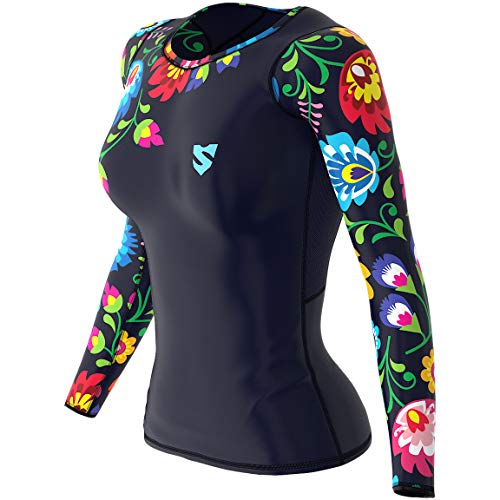 SMMASH Folk Damen Langarm Top, Atmungsaktiv und Leicht Compression Shirt, Longsleeve Damen, Gym Top, Funktionsshirt für Crossfit, Fitness, Yoga, Sport Langarmshirt, Hergestellt in der EU (L)