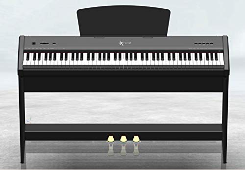 EXTREME P50 Digitaler PIANOFORM 88 TASCHE STAGE MIT HOLZSTAND UND GRUPPE 3 PEDALE + PLAYER MP3 USB