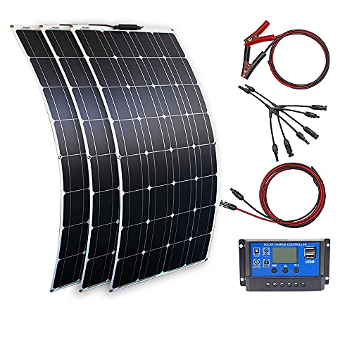 Flexible Solarpanel 300W Kit 12V Monocrystalline Solarmodul 30A Solar Laderegler 3 stücke 100w Solar Ladegerät für Auto, RV, Boot, Wohnwagen, Hause Dach(300W solarpanel kit)