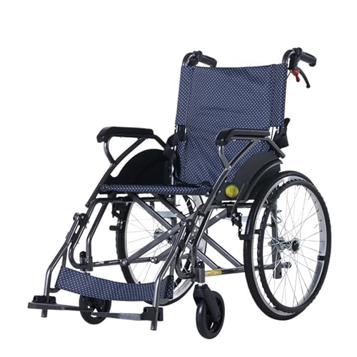 Leichter faltbarer Rollstuhl Erwachsene Selbstfahrend Komfort Rollstuhl Outdoor Bequem Langlebig WheelChairs,Blue