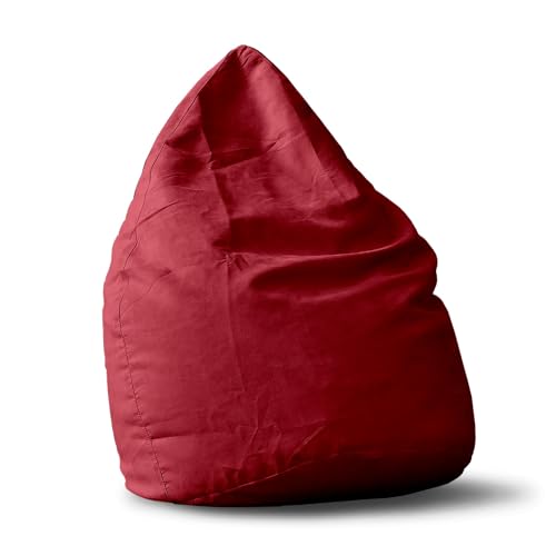 Lumaland Luxury XL Microvelours Sitzsack stylischer Beanbag 120L Füllung Rot