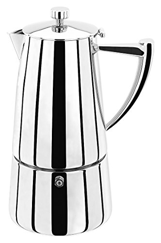 Stellar Art Deco Espressokocher 6 Tassen, 375ml, Edelstahl, Silber, 11.6 x 14.4 x 21.3 cm
