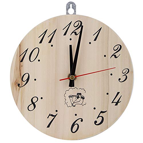SALALIS Saunauhr aus Holz, 8 Zoll, ungiftig, Sauna-Timer-Uhr, zeigt die Zeit genau an Hitzebeständig mit arabischen Ziffern für Saunaraum