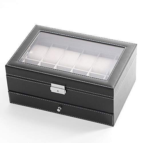 FACAIA Doppelschichtige Multifunktionsuhr-Uhrenbox Uhrenbox Schmuckschatulle Uhren-Aufbewahrungsbox