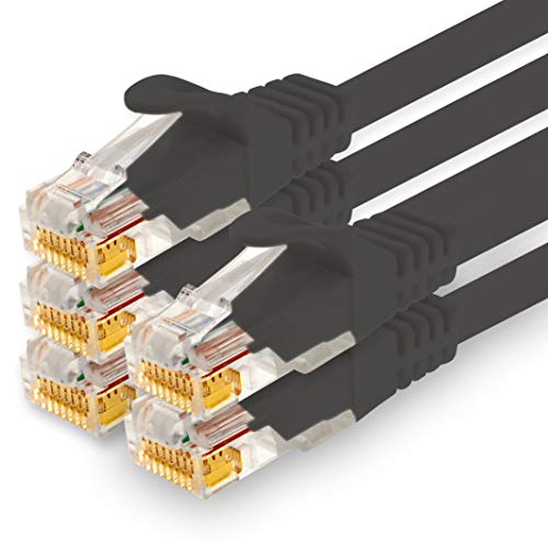 1CONN - 5,0m Netzwerkkabel, Ethernet, Lan & Patchkabel für maximale Internet Geschwindigkeit & verbindet alle Geräte mit RJ 45 Buchse schwarz - 5 Stück