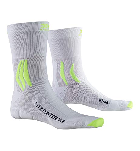 X-Socks Socks Mountain Bike Control Water Resistant, Arctic White/Phyton Yellow, 39-41, XS-BS01S19U-W006-39/41