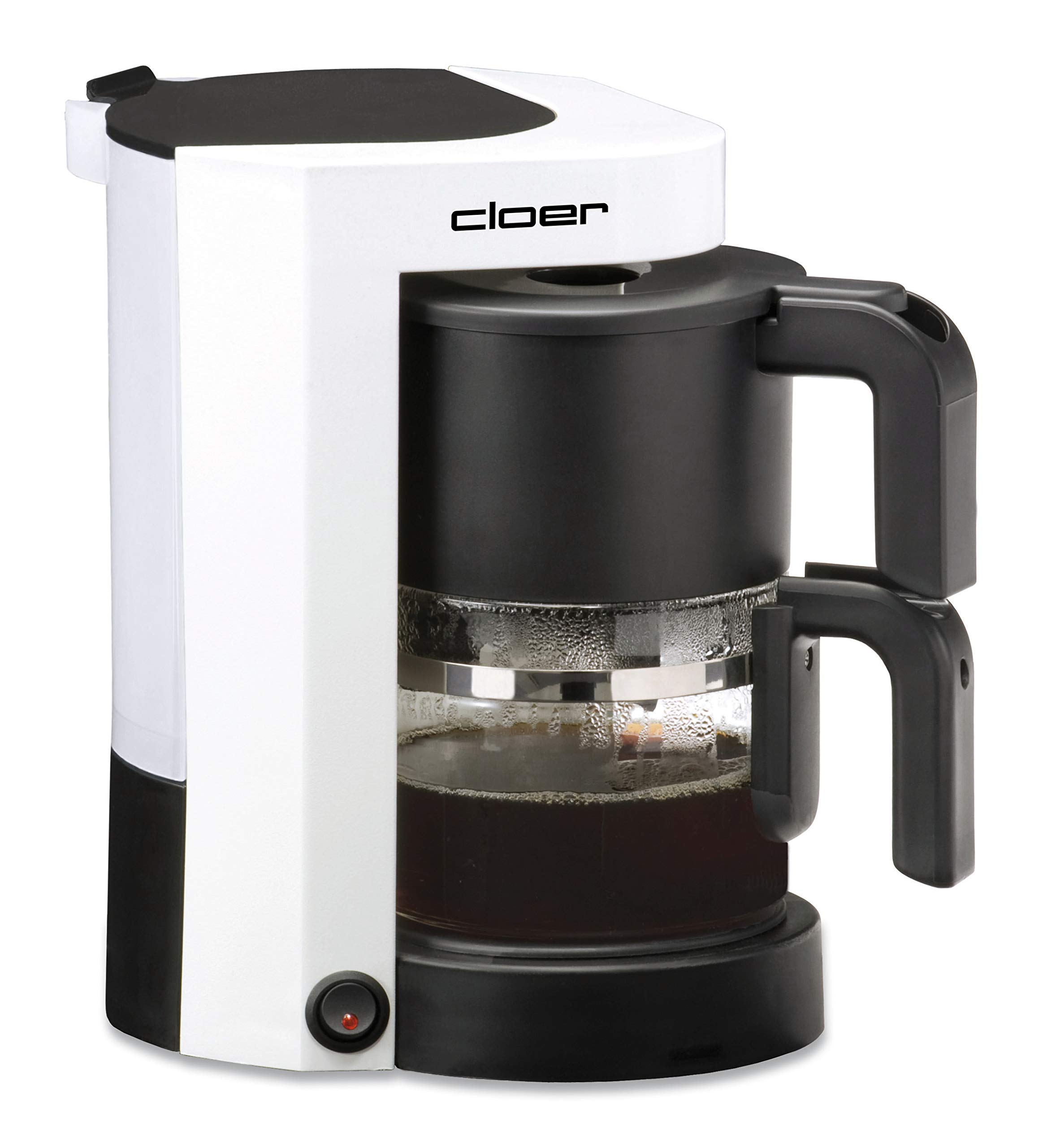 Cloer 5981 Filterkaffeemaschine mit Warmhaltefunktion, 800 W, 5 Tassen, Filtergrösse 1x2, weiß