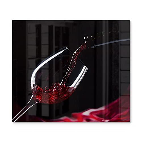DEQORI Herdabdeckplatte Glas | einteilig 60x52 cm | Motiv "Rotwein ins Glas gegossen" | Ceranfeld Abdeckplatte für Küche | Herd-Abdeckung universal | Glasplatte & Schneidebrett für Kochplatten