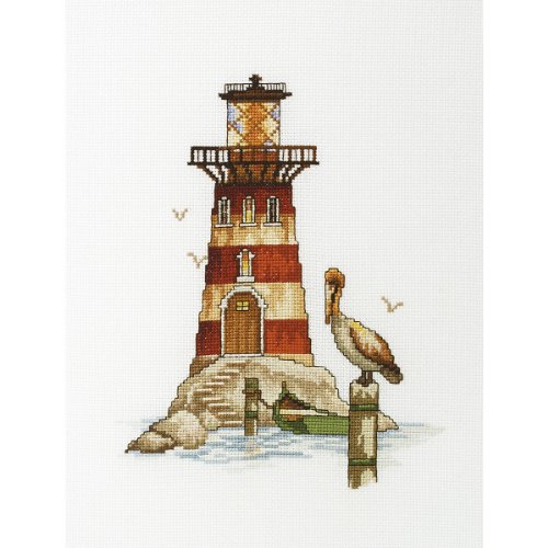 Pelican Lighthouse Counted Cross Stitch Kit-6-3/4"X9-3/4" 16 Count