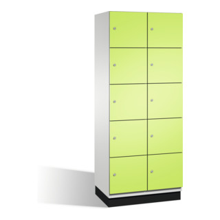 C+P Fächerschrank Cambio auf Sockel, 10 Fächer, H1950xB800xT525mm Front Viridingrün Korpus Lichtgrau