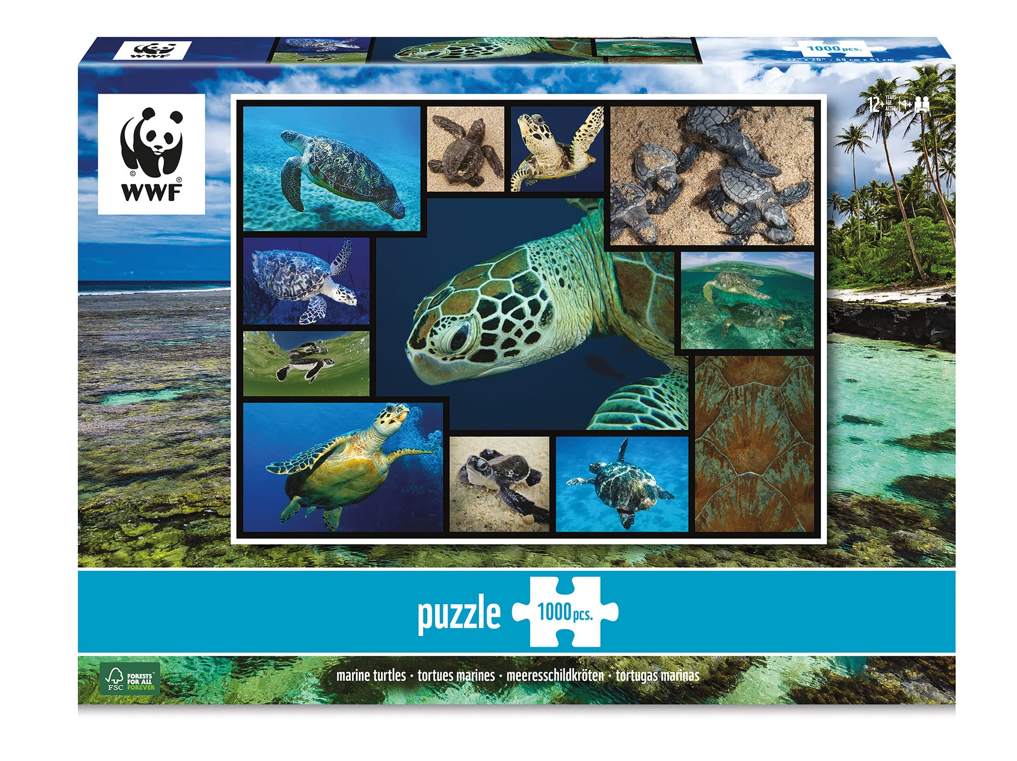 Ambassador World Wildlife Fund 7230056 Meeresschildkröten, 1000 Teile Puzzle für Erwachsene und Kinder ab 10 Jahren, WWF, Tierpuzzle