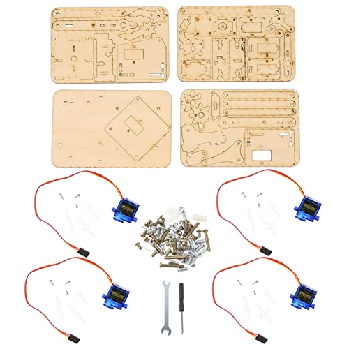 Fafeicy SNAM1500 4 DOF Holz Roboter Mechanischer Arm, SG90 Servoroboter Arm Kit, für Raspberry Pi