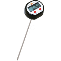 Testo 0560 1111 Mini Einstech-Thermometer bis 250 °C, Länge 213 mm, mit Schutzhülse für Fühlerrohr, gut ablesbares Display, inklusive Batterien