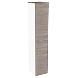 FACKELMANN Hochschrank Lima/Badschrank mit Soft-Close-System/Maße (B x H x T): ca. 30,5 x 160,5 x 32 cm/Türanschlag frei wählbar/Korpus: Weiß/Front: Braun