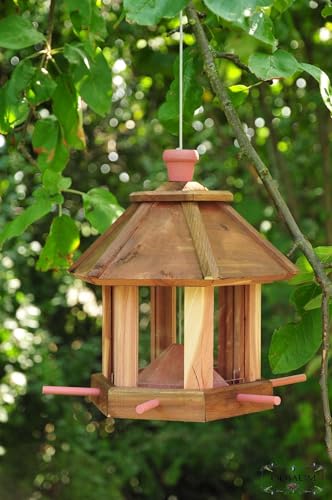 Vogelhaus,wetterfest (TEAK) DUNKELBRAUN,dbraun groß, ,Vogelhäuser+Vogelhausständer,MASSIV+ winterfest, Holz futterhaus für Vögel,mit Vogelfutter-Station Farbe braun dunkelbraun schokobraun rustikal klassisch,Ausführung Naturholz