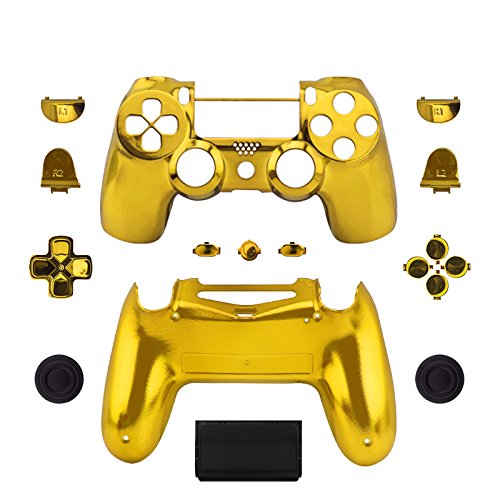 WPS Chrom Controller Case Collection Full Gehäuse + Full Tasten für PS4 Playstation Slim Pro (jdm-040) Controller Gold Chromfarben/Gold