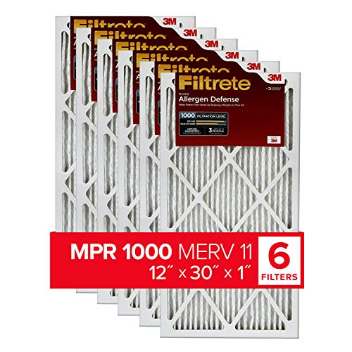 Filtrete 12x30x1 Luftfilter MPR 1000 MERV 11, Allergen Defense, 6er-Pack (genaue Maße 11,81x29,81x0,81)