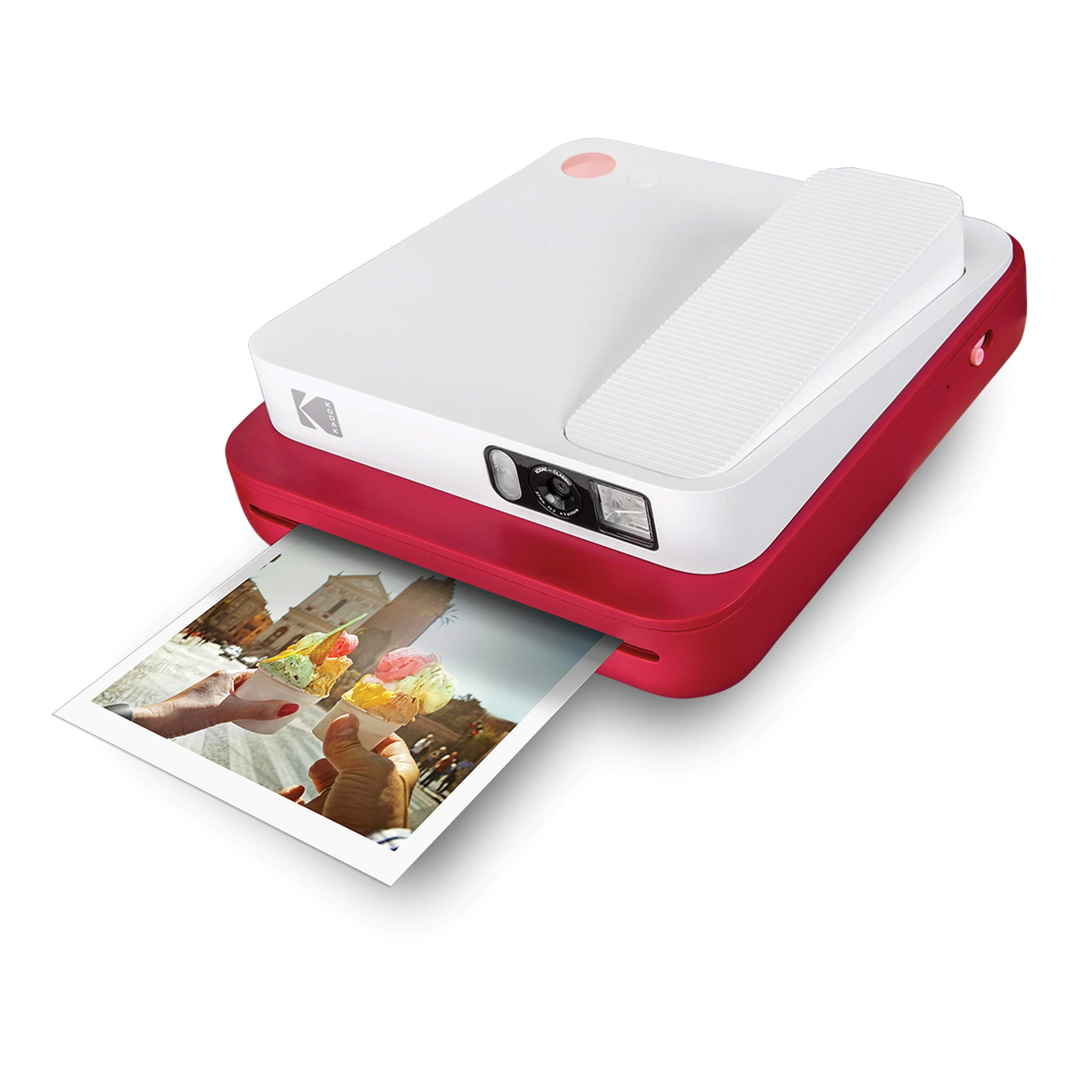 KODAK Smile Classic Sofortbilddigitalkamera + Bluetooth (Rot), 16MP, 35 Drucke/Aufladung – Starter-Pack 3,5 x 4,25 Zoll Zink-Papier, Sticker-Frames-Edition