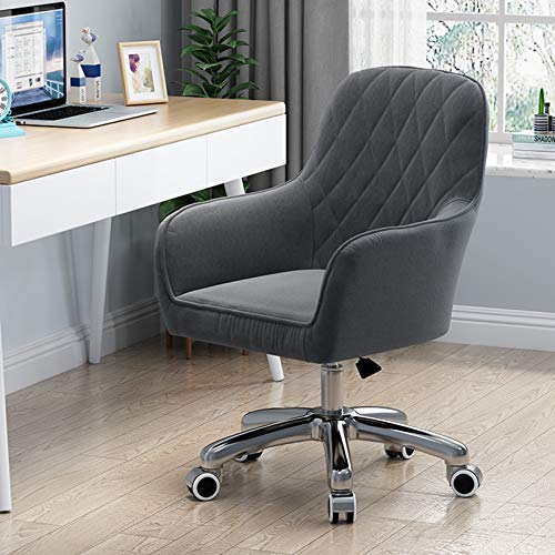 IPSU Home-Office-Schreibtischstuhl Home-Office-Schreibtischstuhl Goldener Samt-Arbeitsstuhl Verstellbarer ergonomischer Computerstuhl, Make-up-Stuhl mit mittlerer Rückenlehne, Lordosenstütze