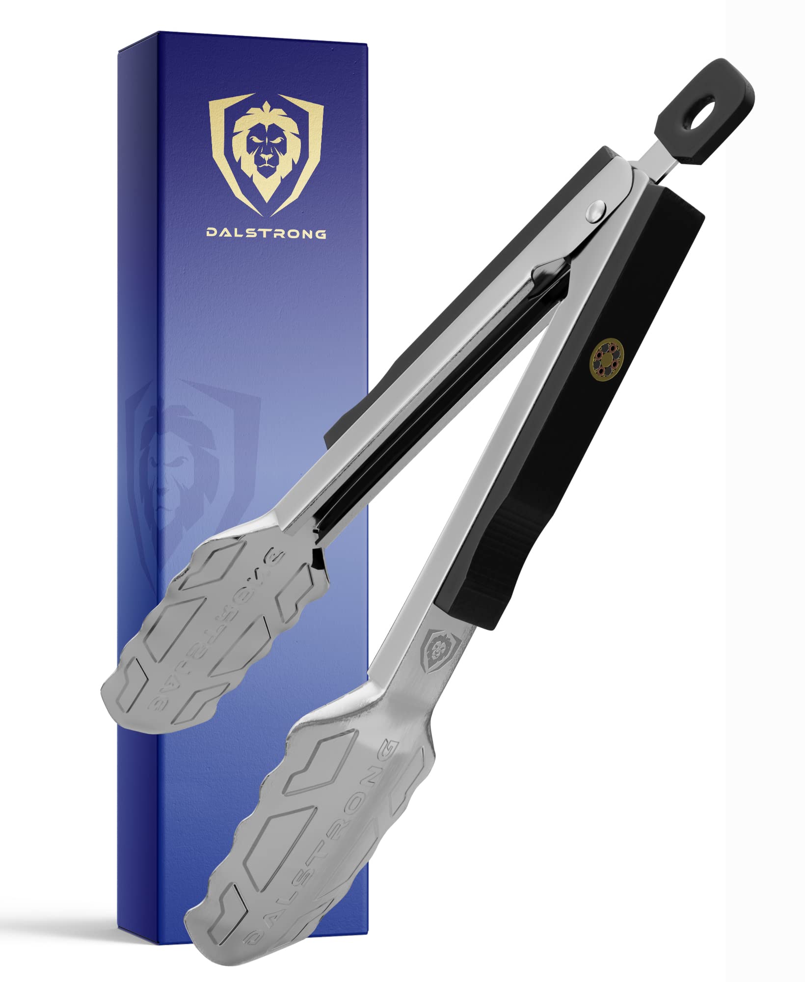 DALSTRONG Food Tongs - 9" Reach - High-Carbon Stainless Steel Arms & Scalloped Tips - G10 Handle Grips - Quick Lock Mechanism