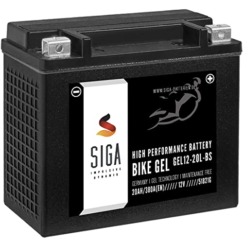 SIGA GEL Motorradbatterie 12V 20Ah 380A/EN GEL Batterie YTX20L-BS GEL12-20L-BS YTX20L-4 HVT-01