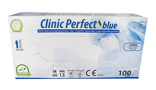 Medi-Inn Clinic Perfect Blue Long Nitril-Einmalhandschuhe puderfrei (XL (X-large), 1000 Stück)