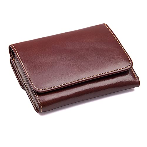 TYNXK Brieftasche Leder Männer Brieftasche Vintage Multifunktional männliche Geldbörse RFID Antimagnetische Lederbrieftasche Portemonnaie (Color : Brownish red Wallet)